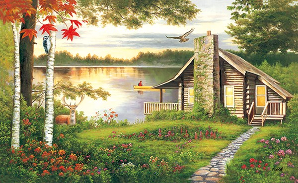 Lafayette Puzzle Factory - "Misty Lake Cottage" - 1000 pieces puzzle