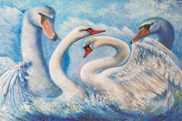 Gold Puzzle (61222) - "Swans" - 1000 pieces puzzle