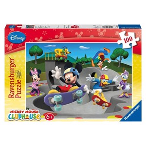 Ravensburger (10871) - "Mickey and his friends are making the skateboard" - 100 pieces puzzle