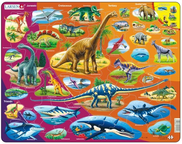 Larsen (HL1-GB) - "Dinosaurs - GB" - 85 pieces puzzle