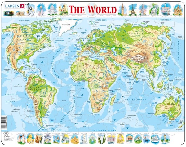 Larsen (K4-GB) - "The World - GB" - 80 pieces puzzle