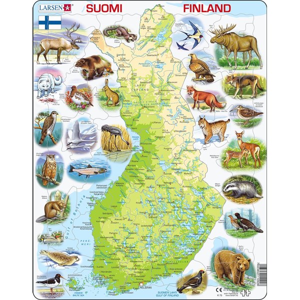 Larsen (K75) - "Finland Physical With Animals" - 78 pieces puzzle