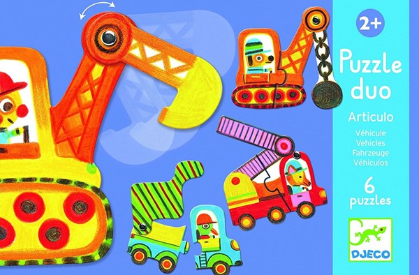 Djeco (08170) - "Duo, Articulo Vehicle" - 2 pieces puzzle