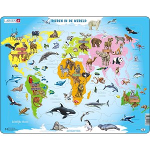 Larsen (A34-NL) - "Animals of the World - NL" - 28 pieces puzzle