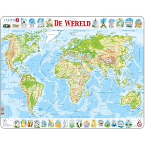 Larsen (K4-NL) - "The World Physical Map - NL" - 80 pieces puzzle