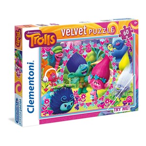 Clementoni (20138) - "Trolls, Velvet Puzzle" - 60 pieces puzzle