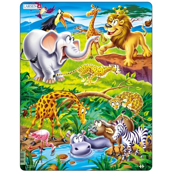 Larsen (US16) - "King Lion Watching the Savannah Wildlife" - 18 pieces puzzle