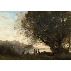 Grafika (01966) - Jean-Baptiste-Camille Corot: "Dance under the Trees at the Edge of the Lake, 1865-1870" - 1000 pieces puzzle