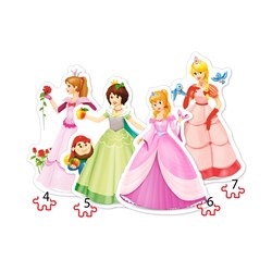 Castorland (B-04409) - "Pretty Princesses" - 4 5 6 7 pieces puzzle