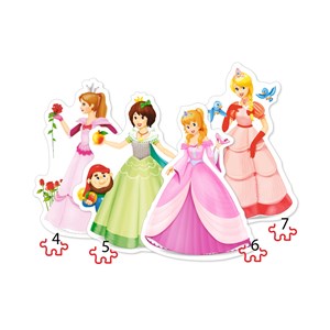 Castorland (B-04409) - "Pretty Princesses" - 4 5 6 7 pieces puzzle