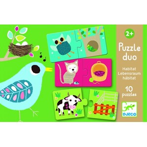 Djeco (08164) - "Animals Homes Duo" - 2 pieces puzzle