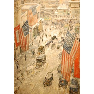 Grafika (00268) - Childe Hassam: "Flags on 57th Street, Winter, 1918" - 1000 pieces puzzle