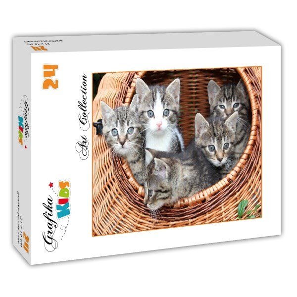 Grafika Kids (00522) - "Kittens in a Basket" - 24 pieces puzzle