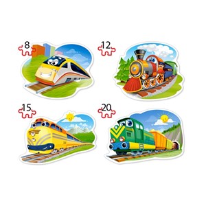 Castorland (B-043033) - "Funny Trains" - 8 12 15 20 pieces puzzle