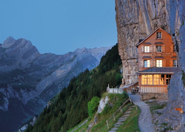 Ravensburger (19097) - "Gasthaus Aescher, Wildkirchli" - 1000 pieces puzzle
