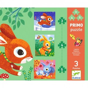 Djeco (07140) - "Rabbits" - 3 4 5 pieces puzzle