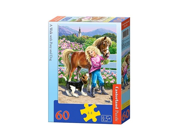 Castorland (B-06755) - "A Walk with Pony and Dog" - 60 pieces puzzle