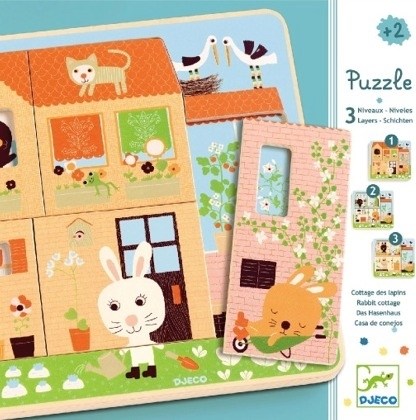 Djeco (01480) - "Rabbit Cottage" - 3 4 pieces puzzle