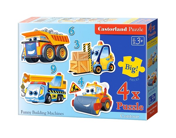 Castorland (B-005024) - "Funny Building Machines" - 3 4 6 9 pieces puzzle