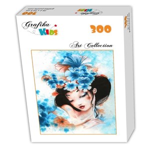 Grafika Kids (00737) - Misstigri: "Blue Flowers" - 300 pieces puzzle