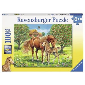 Ravensburger (10577) - "Horses on the Field" - 100 pieces puzzle