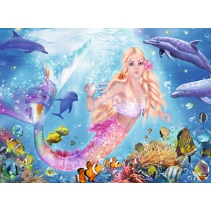Ravensburger (13642) - "Mermaid and Dolphins" - 100 pieces puzzle
