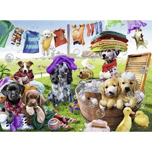 Ravensburger (10596) - "Colorful Washing Day" - 100 pieces puzzle