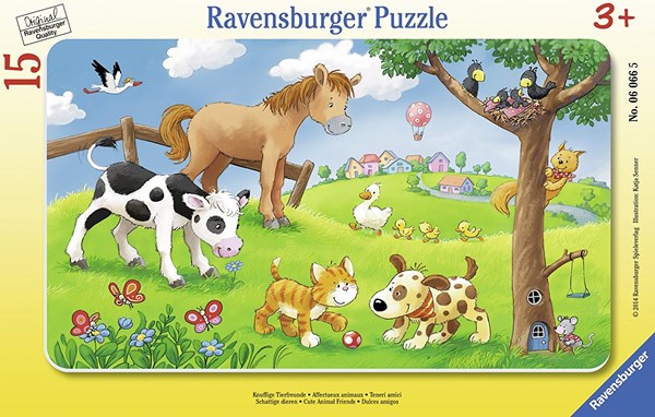 Ravensburger (06066) - "Ravensburger Rammepuslespil 15 brikker dyr" - 15 pieces puzzle