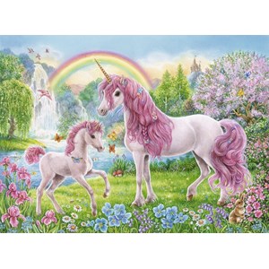 Ravensburger (13698) - "Magical Unicorns + Coloring Book" - 100 pieces puzzle