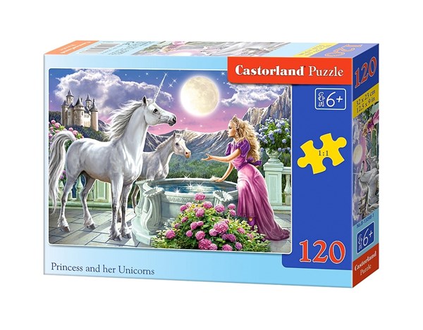 Castorland (B-13098) - "Princess and her Unicorns" - 120 pieces puzzle