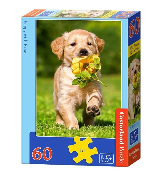 Castorland (B-06939) - "Puppy with Rose" - 60 pieces puzzle