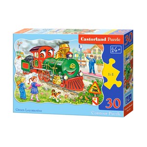 Castorland (B-03433) - "Green Locomotive" - 30 pieces puzzle
