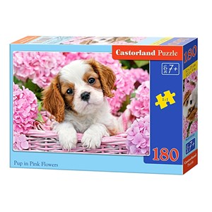 Castorland (B-018185) - "Pup in Punk Flowers" - 180 pieces puzzle