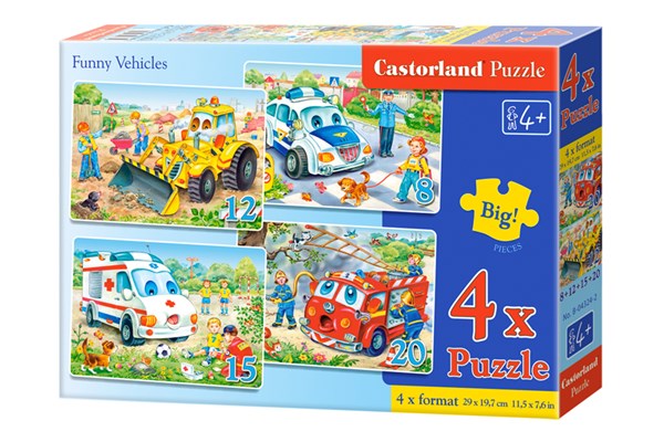 Castorland (B-04324) - "Funny vehicles" - 8 12 15 20 pieces puzzle