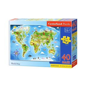 Castorland (B-040117) - "World Map" - 40 pieces puzzle