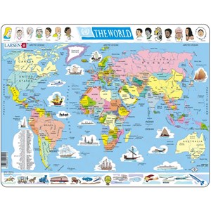 Larsen (K1-GB) - "The World Political Map" - 107 pieces puzzle