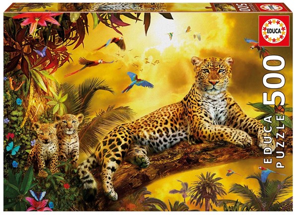 Educa (17736) - "Leopard and his cubs" - 500 pieces puzzle