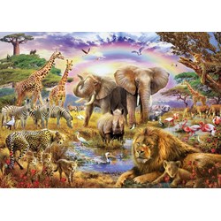 Educa (17698) - "Watering hole under the rainbow" - 3000 pieces puzzle