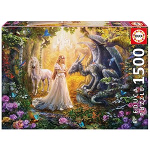 Educa (17696) - "Dragon, princess and unicorn" - 1500 pieces puzzle