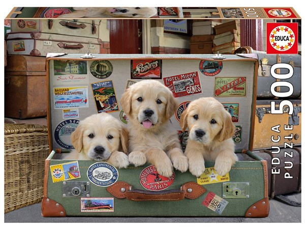 Educa (17645) - "Puppies in the luggage" - 500 pieces puzzle