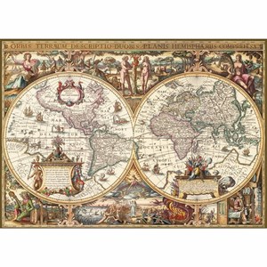 Ravensburger (19004) - "Print Wood, Antic Map of the World" - 1000 pieces puzzle