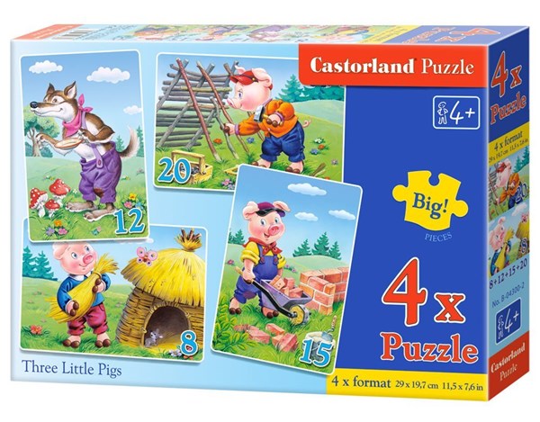 Castorland (B-04300) - "The 3 Little Pigs" - 8 12 15 20 pieces puzzle