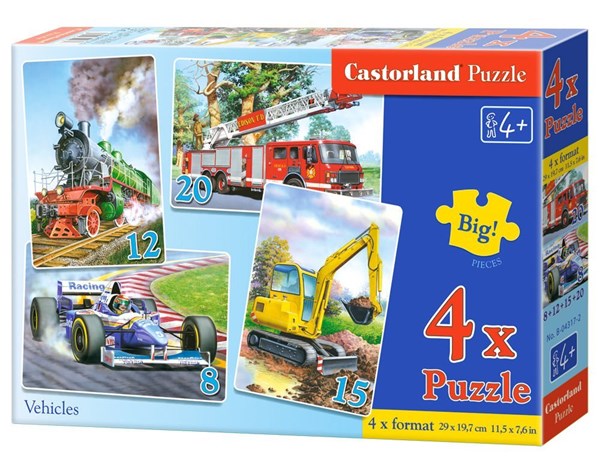 Castorland (B-04089) - "4 Vehicles" - 8 12 15 20 pieces puzzle