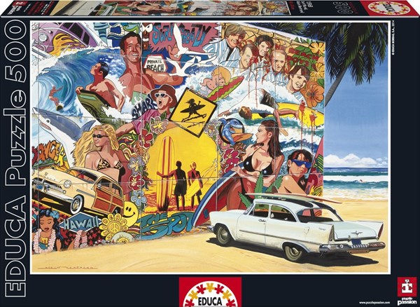 Educa (15968) - Alain Bertrand: "Surf Mural" - 500 pieces puzzle