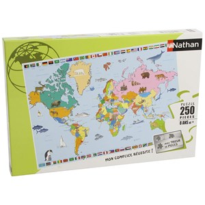 Nathan (86935) - "World Map" - 250 pieces puzzle