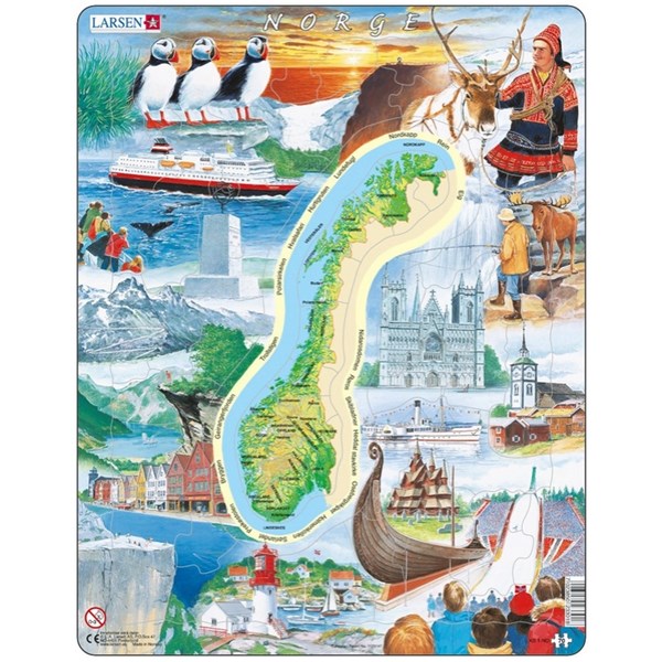 Larsen (KS1) - "Norway - attractions" - 70 pieces puzzle