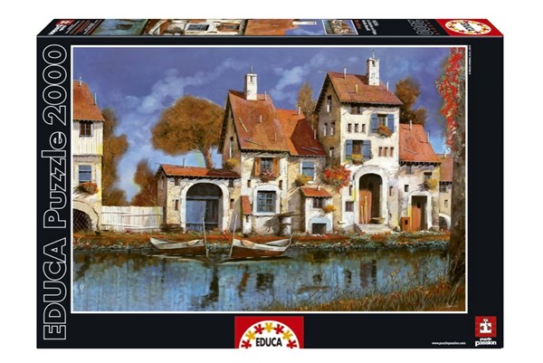 Educa (16316) - Guido Borelli: "La Cascina Sul Lago" - 2000 pieces puzzle