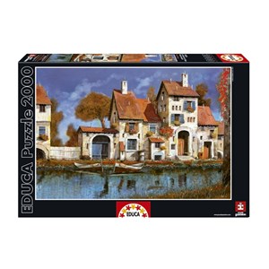 Educa (16316) - Guido Borelli: "La Cascina Sul Lago" - 2000 pieces puzzle