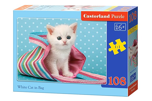 Castorland (B-010172) - "White Cat in Bag" - 108 pieces puzzle