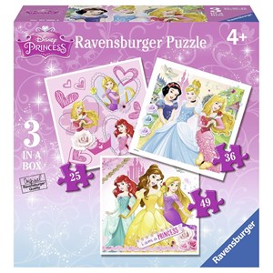 Ravensburger (07008) - "Disney Princess" - 25 36 49 pieces puzzle